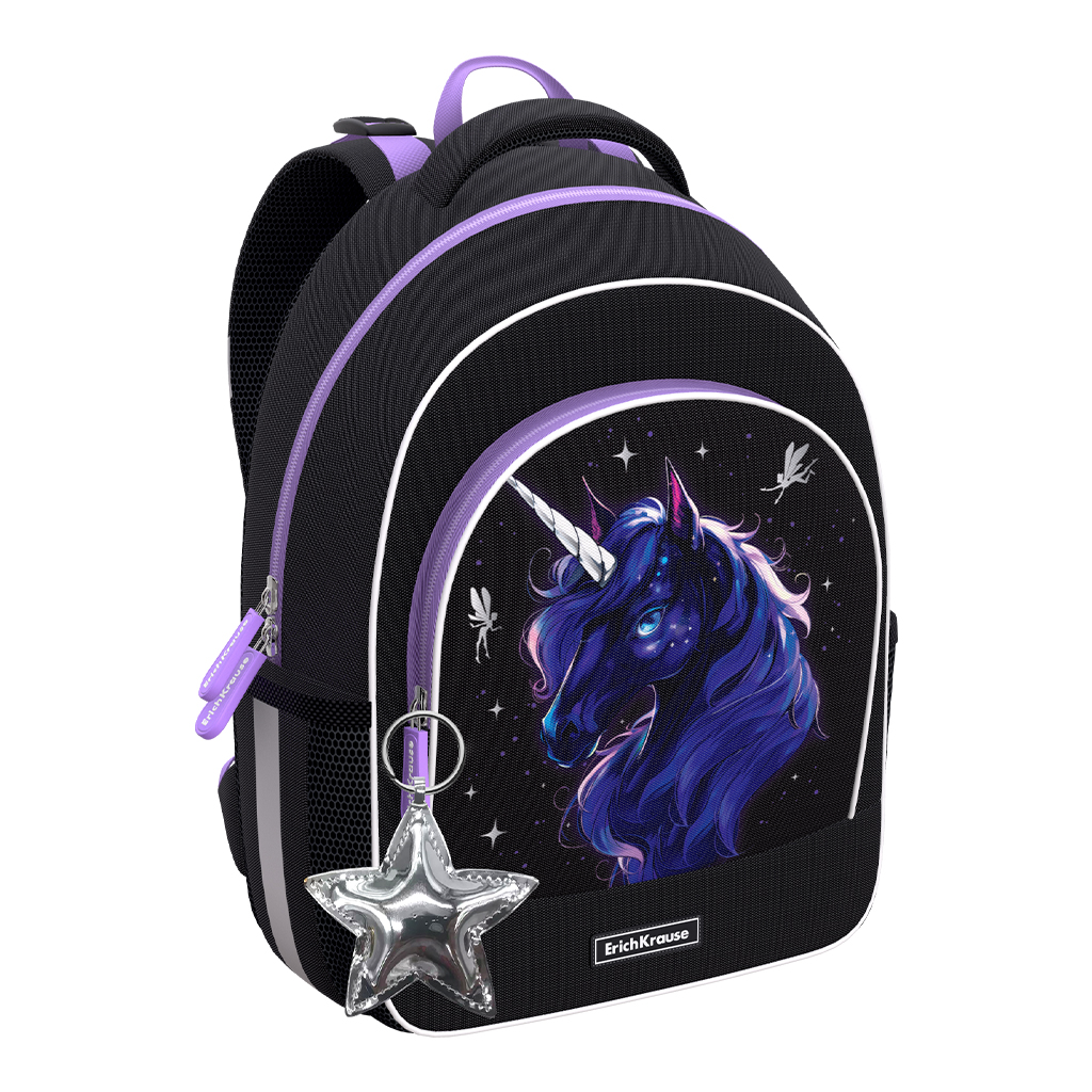 Ученический рюкзак с грудной перемычкой ErichKrause ErgoLine® 15L Black Unicorn