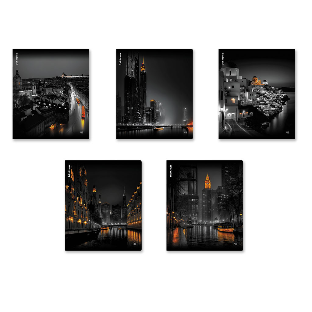 Тетрадь А5 48л кл. Erich Krause "Urban Lights" глянцевая ламинация  MIX-PACK