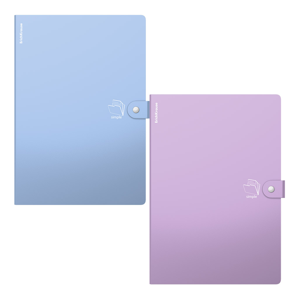 Папка-картотека на кнопке пластиковая ErichKrause Matt Pastel Bloom, с 4 отделениями, A4, ассорти (в пакете по 4 шт.)