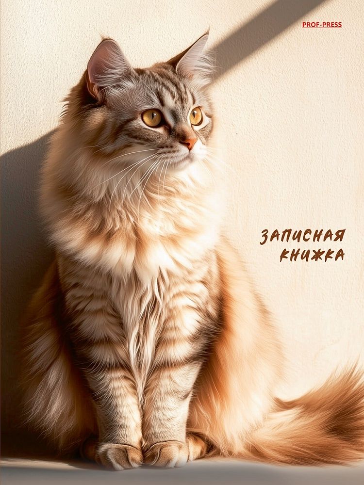 Блокнот А5 7БЦ  80л "Рыжий кот в лучах солнца" клетка, глянц.лам.