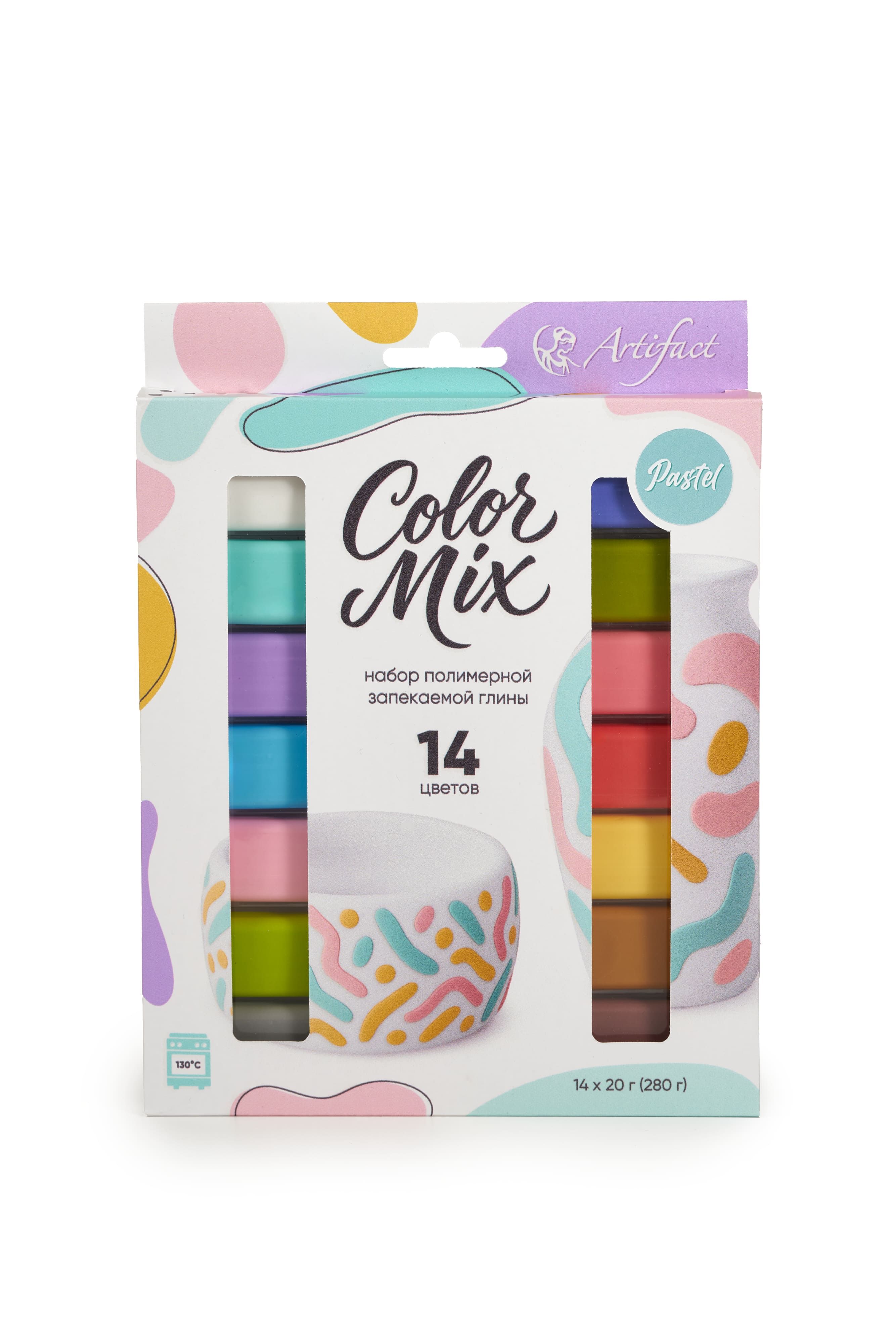 Набор пластики "Артефакт. Color Mix"   14цв., 280гр. пастель