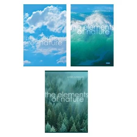 Тетрадь А4  48л кл. ЛИН. скоба Hatber "The elements of nature" глянц.лам., 3диз.в блоке