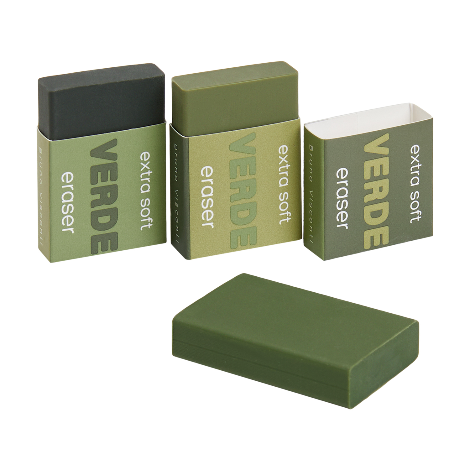 Ластик  BV "Verde" супермягкий, 3 цвета, 23*35*9мм