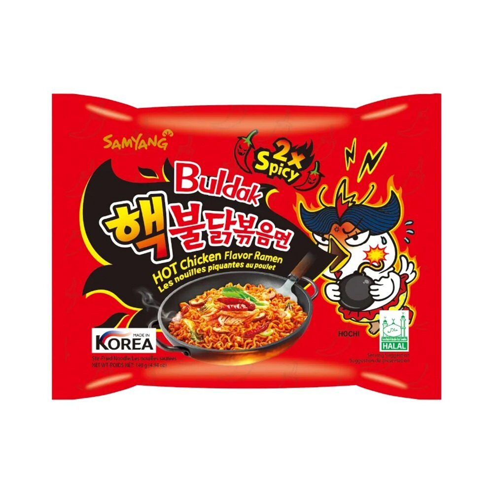 Лапша быстрого приготовления со вкусом жгучей курицы , в 2 раза острее "SAMYANG" 140гр./пачка