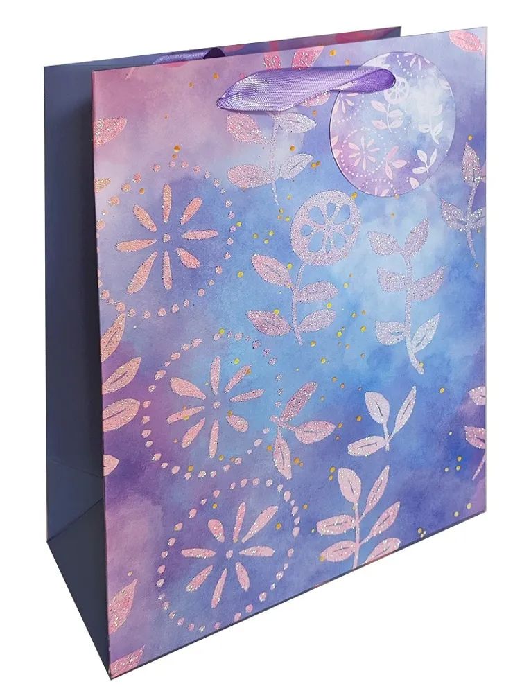 Пакет подар. бумажн. 18*23*10 см 210 гр/м2  Pink Batik, мат.лам., блестки