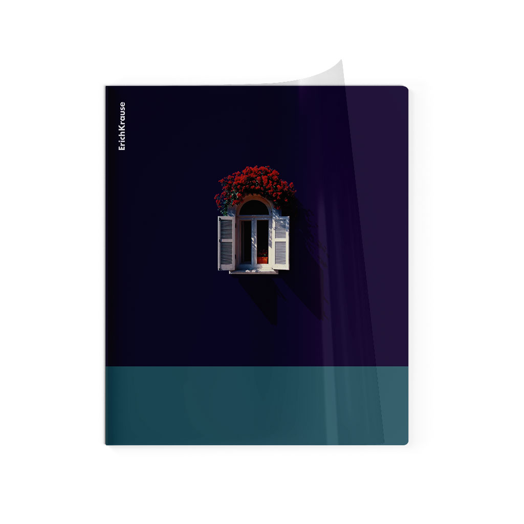 Тетрадь общая ученическая с пластиковой обложкой на скобе ErichKrause CoverPrо fizzy, Floral Window, А5+, 48 листов, клетка