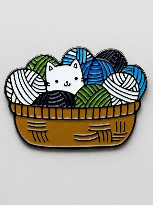 Значок металлический 35мм "Yarn cat"