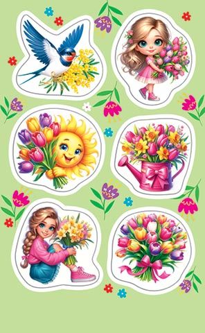 Наклейки детские 15*9см  "Цветы"
