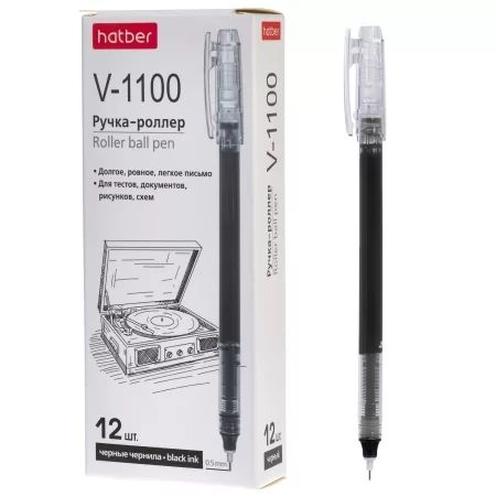 Ручка роллер Hatber "V-1100" черная, 0,5мм