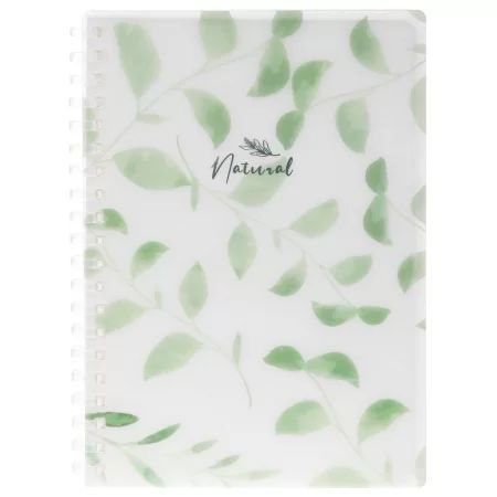 Записная книжка В6 пластик, эластичн.гребень, 80л. "Natural leaves" тисн.фольгой