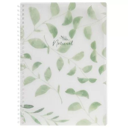 Тетрадь В6 пластик, эластичн.гребень, 80л. "Natural leaves" тисн.фольгой