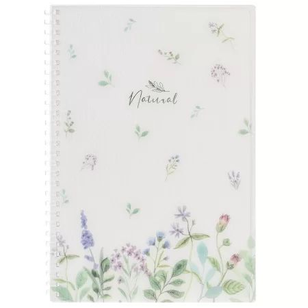 Тетрадь В6 пластик, эластичн.гребень, 80л. "Natural flowers" тисн.фольгой