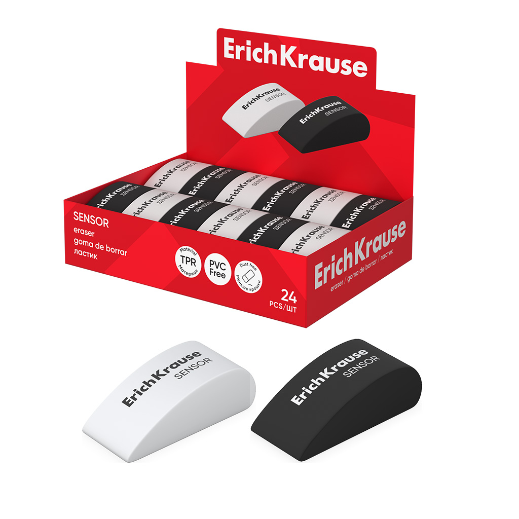 Ластик ErichKrause Sensor Black&Whitе (в коробке по 24 шт.)
