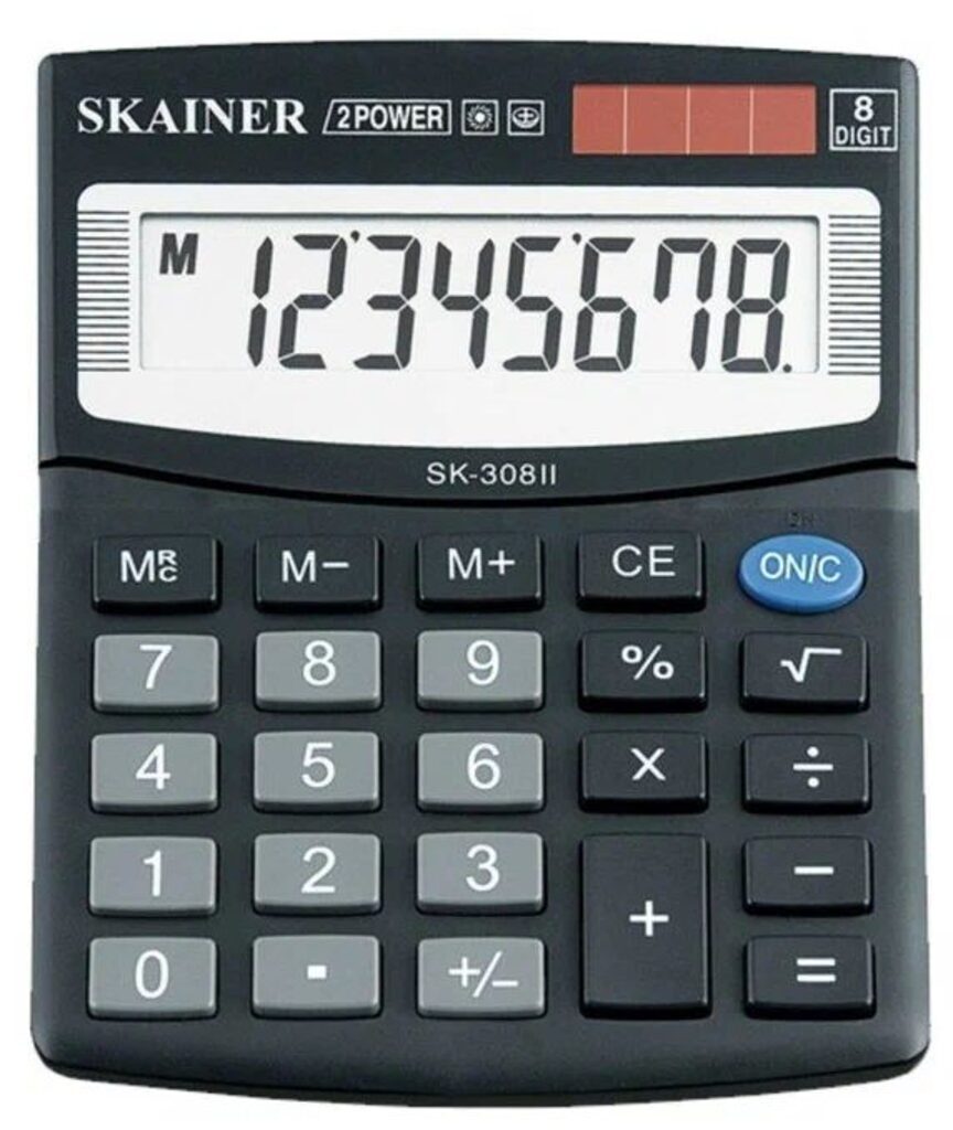 Калькулятор   8 разр. Skainer  настольный,  двойное питание, черный SK-308II  (SDC-805 BII)