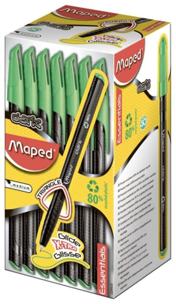 Ручка шар. MAPED GREEN DARK 0,6мм, треуг.чёрн.корп.под карбон, зелёная
