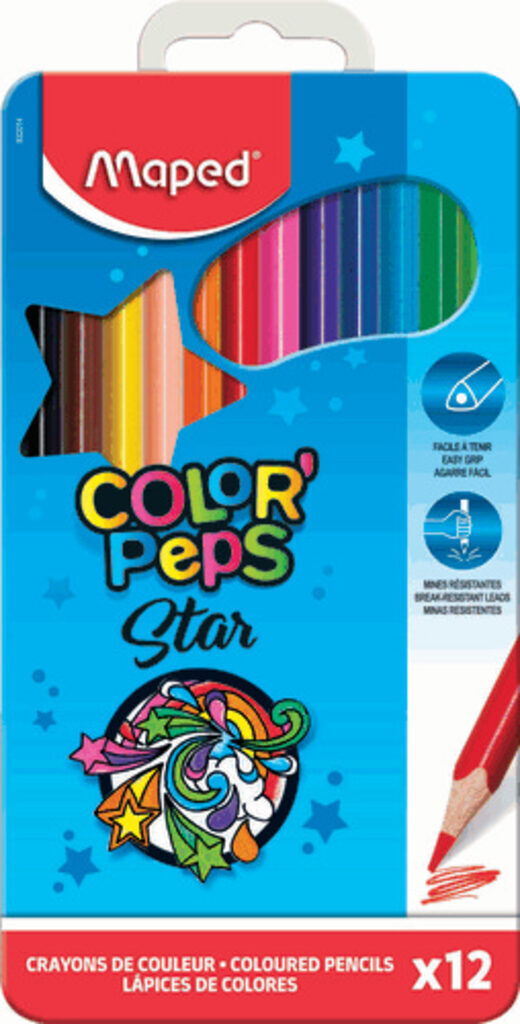 Карандаши цвет. 12цв  Maped Color Peps трехгранные, ударопрочные, метал.упак.