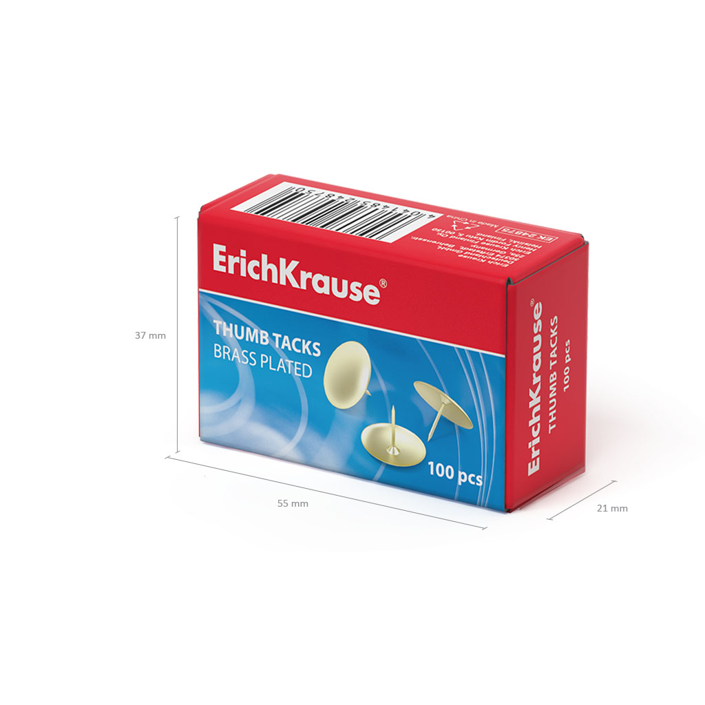 Кнопки металлические омедненные ErichKrause (в коробке по 100 шт.)