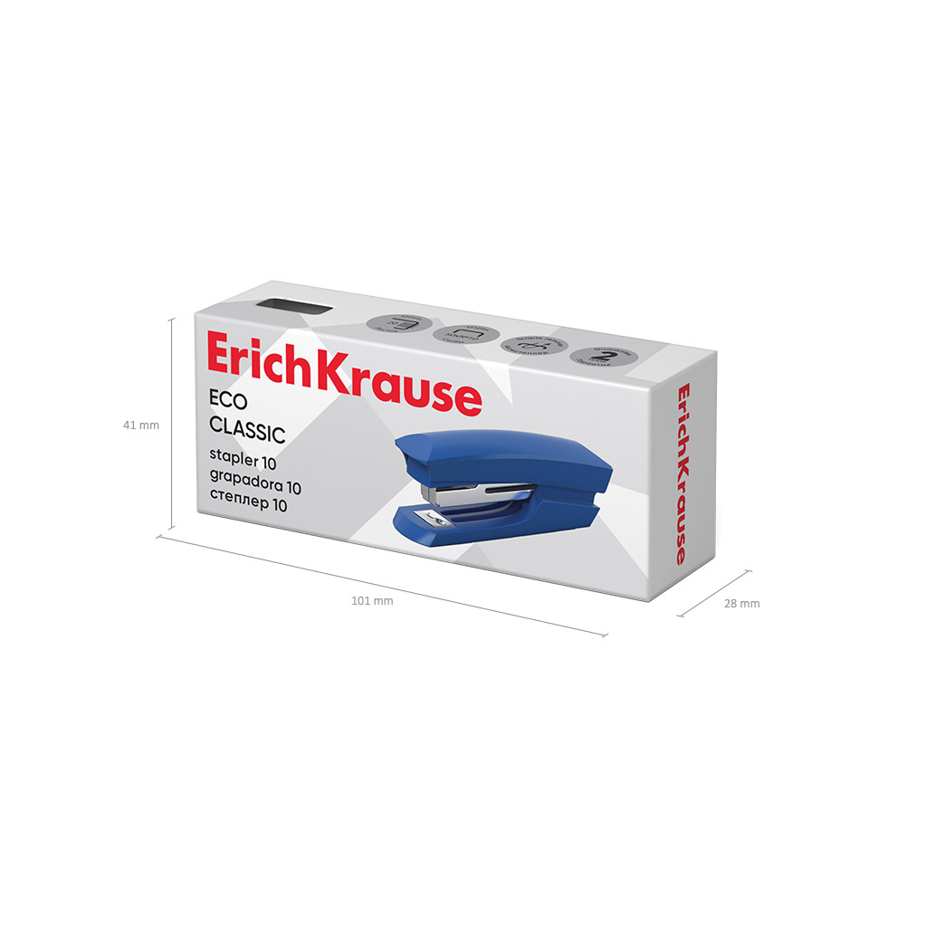 Степлер №10 ErichKrause Eco Classic до 20 листов, ассорти (в коробке по 1 шт.)