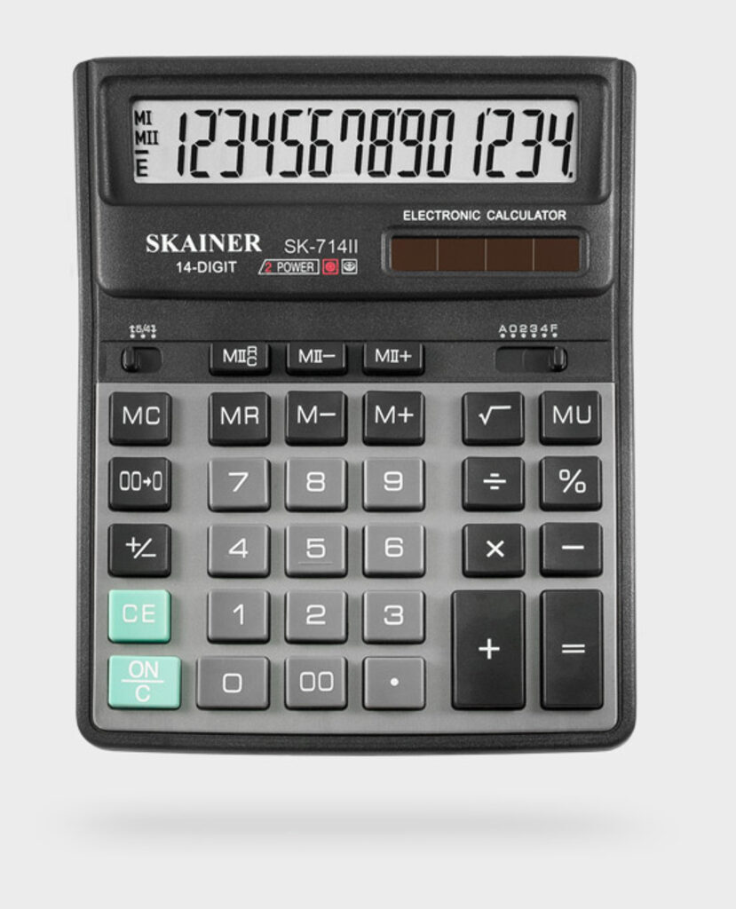 Калькулятор  12 разр. Skainer  настольный, двойное питание, черный SK-714II  (SDC-740 )