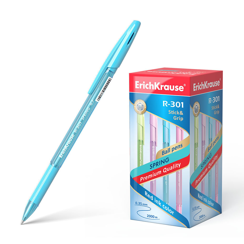 Ручка шар. ЕК R-301 SPRING Stick Grip синяя, 0,7мм, тонир.пласт.корп.
