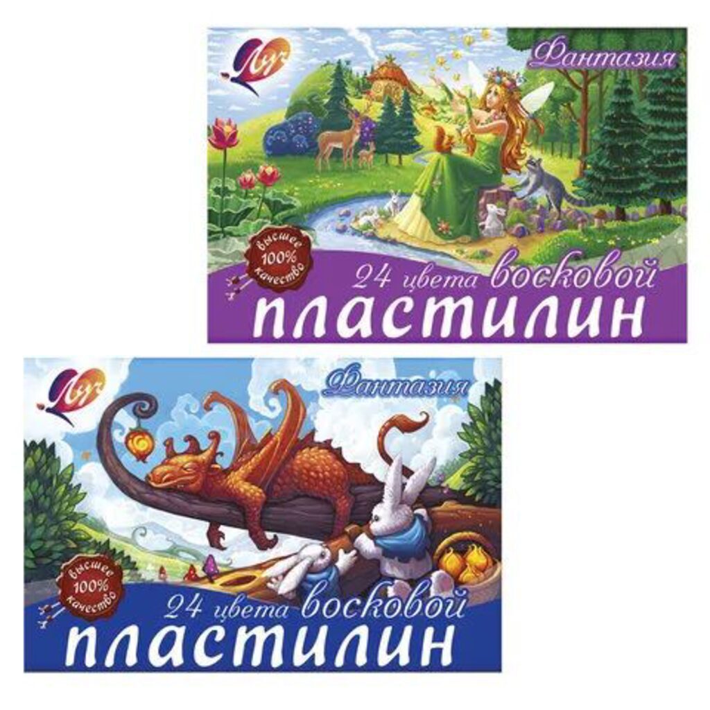 Пластилин 24цв 360гр. Фантазия, восковой, со стеком
