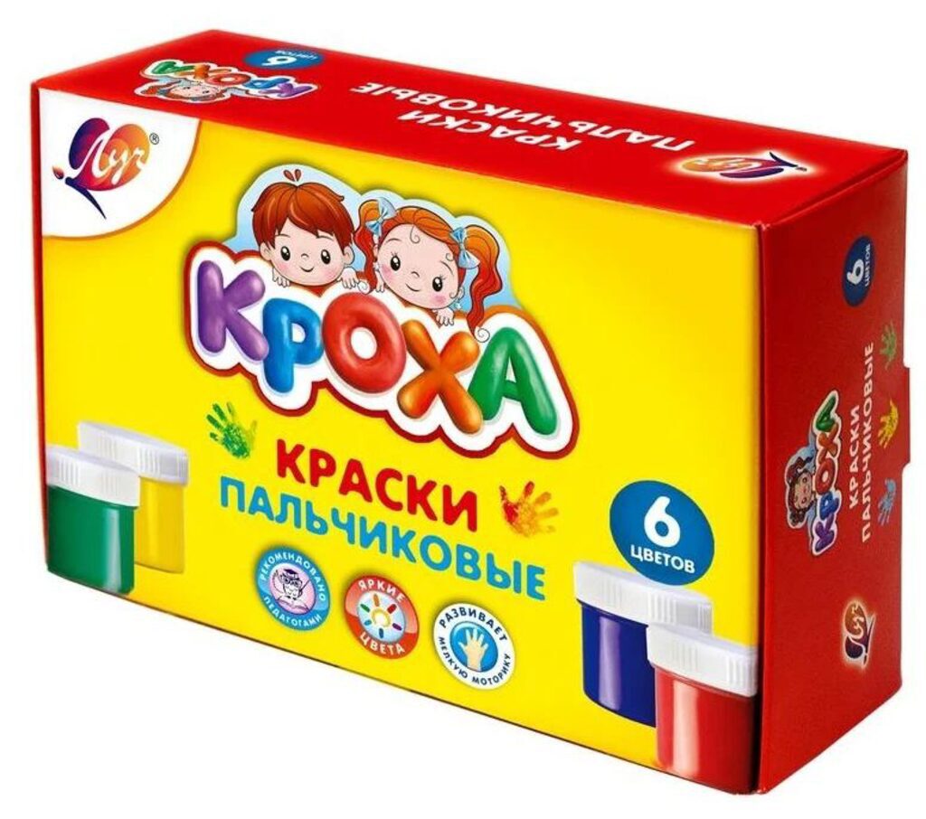 Краски пальчиковые  6цв. 240мл. Кроха