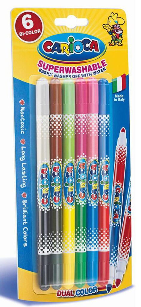 Фломастеры двустор. 12цв/ 6шт "Carioca bi-color" блистер