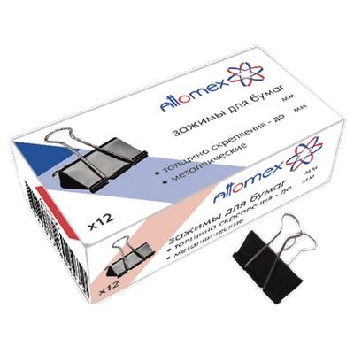 Зажим д\бум. мет. черн. Attomex 51мм., 12шт/уп.