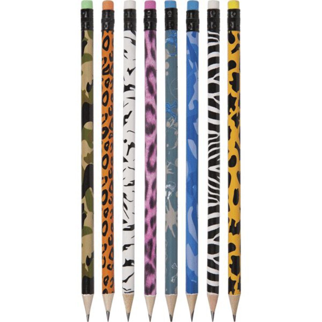 Карандаш deVENTE HB, круглый, с ластиком, animal print ассорти