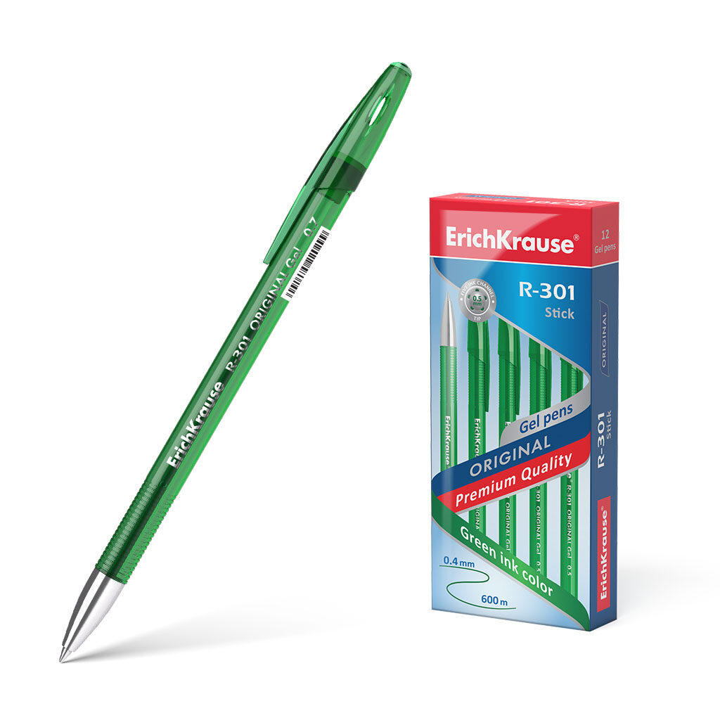 Ручка гелевая EK R-301 ORIGINAL GEL зеленая, 0,5мм