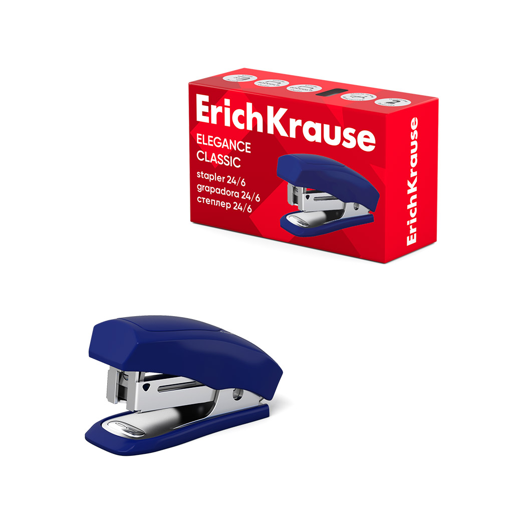 Мини-степлер №24/6 ErichKrause Elegance Classic до 20 листов, ассорти (в коробке по 1 шт.)