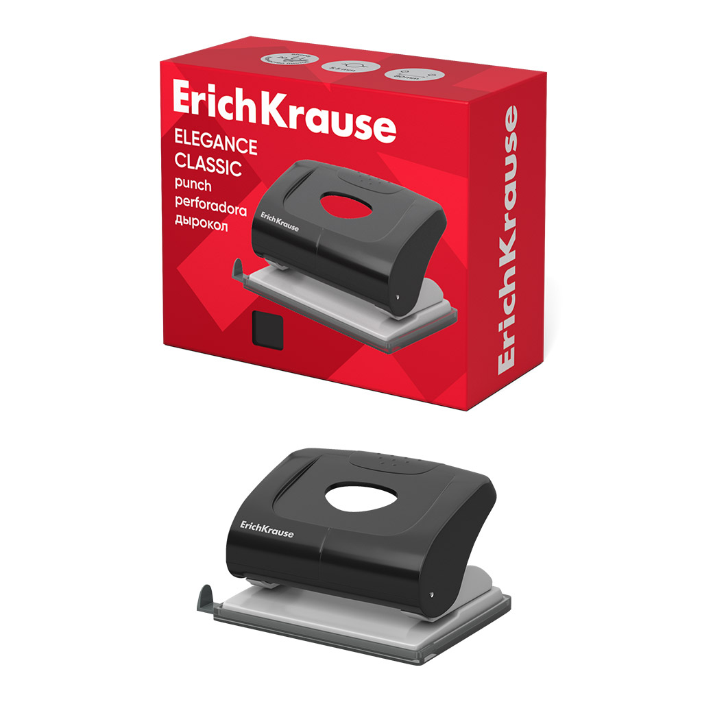 Дырокол ErichKrause  Elegance Classic до 20 листов, черный (в коробке по 1 шт.)